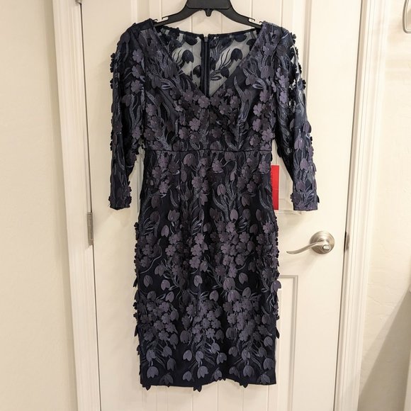 Robe Cocktail Carmen Marc Valvo Années 90 - Perles, Moulante, Taille M Beige - Occasion Excellent état